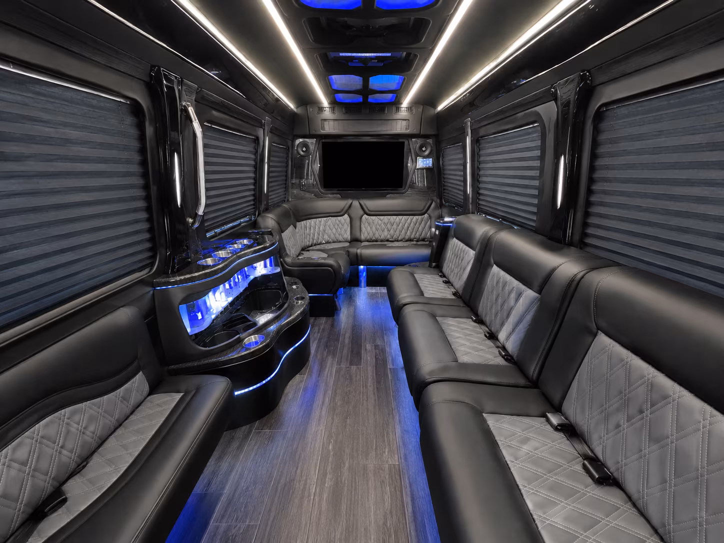 henderson 18 passenger party bus inside